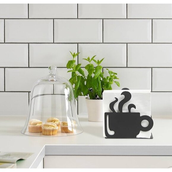 Coffee Cup-Themed Black Metal Napkin Holder - Picture 5 of 7